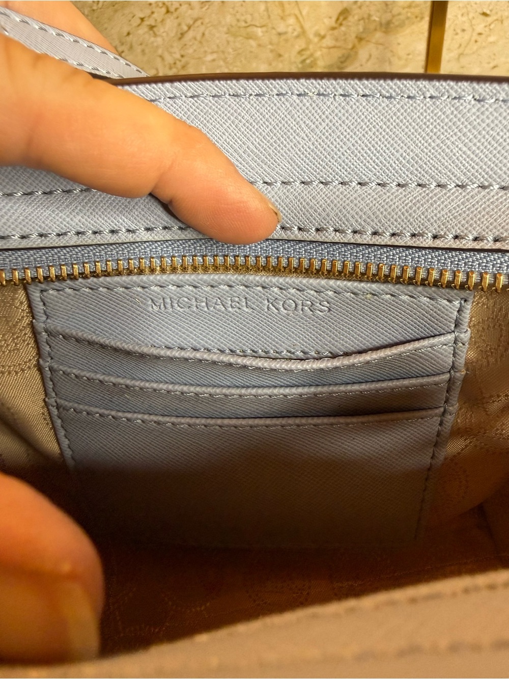 Michael Kors Selma Mini Saffiano Leather Blue Crossbody Bag 32H3GLMC1L - Picture 8 of 14